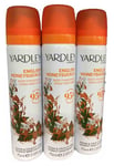 Yardley Body Sprays x 3 English Honeysuckle Ladies Fragrance 3 x 75ml