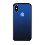 iPhone X Case, iPhone Xs Case, Clear Gradient Tempered Glass Back Protector Cover Hybrid TPU Silicone Frame Protection Phone Case for iPhone X/Xs - Blue