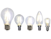 LED-lampa klar päron 1,3W E14 2-pack