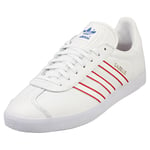 adidas Gazelle Mens White Red Casual Trainers - 10 UK