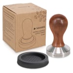 Navaris Coffee Tamper - Handheld Stainless Steel Espresso Press with Walnut Handle for Coffee Grounds - 51 mm Coffee Ground Compressor
