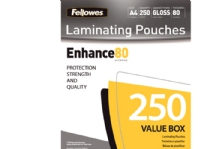 Fellowes Laminating Pouches - 80 mikrometer - 250-pack - glättat - 216 x 303 mm lamineringsfickor