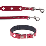 HUNTER kombisæt: Halsbånd Swiss + hundesnor Swiss - Halsbånd str. 55 (halsomfang 41 - 49 cm) + snor 200 cm/18 mm
