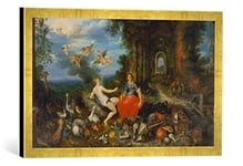 Kunst für Alle 'Image encadrée par Jan Brueghel Le Jeune Feu et l'air, l'impression d'art dans Le Cadre de Haute qualité Photos Fait Main, 60 x 40 cm, Or Raya