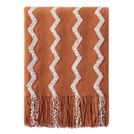 BOURINA Fluffy Chenille Knitted Fringe Throw Blanket, Lightweight Soft Cozy for Bed Sofa Chair,Orange,125x152cm