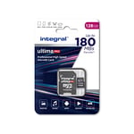 Integral 128GB Micro SD Card 4K Video Read Speed 180MB/s and Write Speed 90MB/s MicroSDXC A2 C10 U3 UHS-I 180-V30 Our Fastest Ever High Speed Micro SD Memory Card
