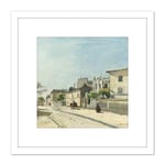 Jongkind Rue Notre Dame Paris 8X8 Inch Square Wooden Framed Wall Art Print Picture with Mount