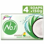 Godrej No.1 Coconut & Neem Soap - 150g, (Pack of 4 Soap)