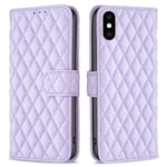 Matt iPhone Xs Max fodral med rombmönster - Lila Lila