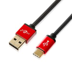 JuicEBitz 1m USB to USB-C 3A Braided FAST Charger Cable | for Samsung Galaxy S20 S10 S9, A72 A71, A52 A51, A42 A41, A32 | Oppo Reno4, Find X2, A93 | LG, Sony Xperia, LG, Nokia etc (Black)