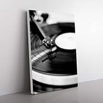 Big Box Art Vinyl Record Player Canvas Wall Art Print Ready to Hang Picture, 76 x 50 cm (30 x 20 Inch), White, Black, Grey