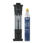 GROHE Blue Fizz Water Carbonator with One-Push Carbonization & CO₂ Bottle 425g (Water Bottle 850ml BPA-Free, Stainless Steel Injection Nozzle), Black, 31943K00