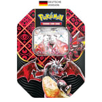 Pokémon- Boîte en étain, Sammelkartenspiel, Glurak-ex irisé (Versionn Allemande)