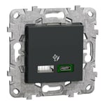 Schneider - Unica prise chargeur usb c 45W + a 7,5W 2 mod anth méca support fix (NU501354)