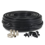 40m Black Twin Satellite Coax Cable Coaxial F Lead For Sky Plus HD 3D TV Freesat