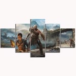 TXCY 5 Canvas Picture 5 Piece HD Picture Printed God of War Canvas Art Game Poster Painting Decorative Art Pictures Wall Decor