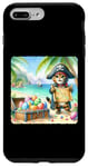 Coque pour iPhone 7 Plus/8 Plus Chat pirate avec carte au trésor des œufs de vacances Pâques