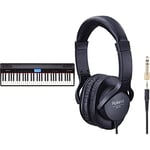 Roland Go:Piano Go-61P Digital Piano, Wireless Smartphone Connection, Black & RH-5 Monitor Headphones for Everyday Music Making And Audio Playback