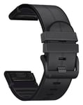 Tiera Garmin Fenix läder-silikon armband quick release svart 26 mm