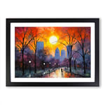 Central Park Palette Knife No.2 Framed Wall Art Print, Ready to Hang Picture for Living Room Bedroom Home Office, Black A2 (66 x 48 cm)