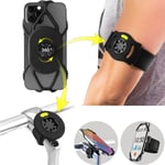 Bone Run + Bike Tie Connect Kit, 360° Rotation Universal Bike Phone Mount + Running Armband, Fits 4.7"-7.2" Phones, for iPhone 13 12 11 Pro Max Mini Samsung Galaxy S21 Note 20 and More
