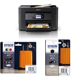 Epson WorkForce WF-3820 All-in-One Wireless Colour Printer 405 Suitcase Genuine Multipack, 4-colours Ink Cartridges 405 Black Suitcase Genuine, DURABrite Ultra Ink