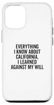 Coque pour iPhone 15 Pro Design humoristique « Everything I Know About California »