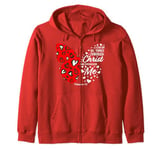 Christian Valentine's Day Red Hearts Butterfly Bible Verse Zip Hoodie