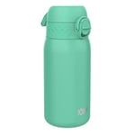 Ion8 Insulated Steel Water Bottle, 320 ml/11 oz, Leak Proof, Easy to Open, Secure Lock, Dishwasher Safe, Carry Handle, Hygienic Flip Cover, Metal Water Bottle, Durable Stainless Steel, Teal Green