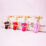 Cow Head Keychain Crystal Cattle Charms Key Chain Holder Cha Pink