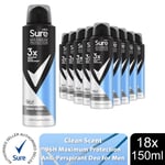 Sure Men Anti-Perspirant 96 Hours Maximum Protection Deodorant 150ml, 18 Pack
