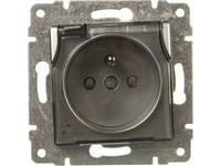 Kos Vena Enkelt Hermetiskt Uttag 16A 250V Ip44 Med Spårskydd Och Transparent Klaff Aluminium (514039)