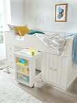 Very Home Atlanta Mid Sleeper Bed with Storage and Pull Out Desk - White - Bed Frame With Premium Mattress, White