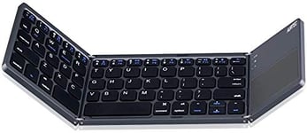Foldable Bluetooth Keyboard with Touchpad Wireless Touch Keyboard, Rechargeable Portable Wireless Mini Keyboard for PC Tablet, Samsung, Android, iOS, Smartphone - Dark Gray (Dark Gray)