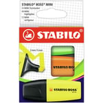 Stabilo - boss mini pack de 3 surligneurs - ligne de 2 à 5mm - encre à base d'eau - anti-séchage - couleurs assorties