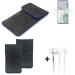 Felt Case for Motorola Moto G62 5G dark gray blue edge bag Pouch + earphones