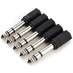 5PCS 6.35mm (1/4 inch) Male to 3.5 mm (1/8 Inch) Female Stereo Audio Headphone Jack Adapters, Quarter inch to 3.5mm Adapter - Black