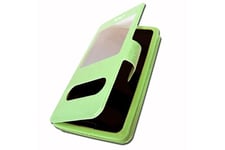 PH26 Coque et étui téléphone mobile housse vert pour blu xi+ extra slim x2 fenêtres éco cuir de qualité fermeture magnétique surpiqûres apparentes