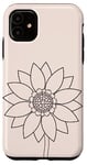 Coque pour iPhone 11 Minimalistic Beige Sunflowers Abstract Line Art Boho