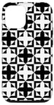 iPhone 15 Pro Black-White Rectangle Cross Monochrome Optical Pattern Case