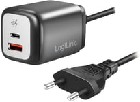 LogiLink 2-Port GaN Charger with Fixed Cable