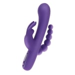 Love Rabbit Triple Pleasure Vibrator Purple Rampant Bunny Anal Beads USB Vibe