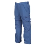 Regatta Kids Water-repellent Highton Stretch Zip Off Walking Trousers Dusty Denim, Size: 3-4