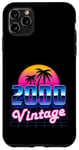 Vintage 2000 Anniversaire 25 ans 80's Rétro Palmier Coucher de Soleil Coque pour iPhone 11 Pro Max