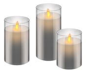 Goobay Set of 3 LED real wax candles in glass
