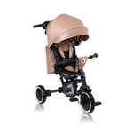 LIONELO Tris Plus Tricycle Multifonctionnel de 9 mois à 5 ans jusqu'à 25 kg, Poussette bébé, Grandes Roues en PU Siège Pivotant Dossier Réglable à360° Réglage Dossier Sans Outils