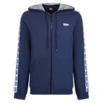 DKNY Men's Dkny Long Sleeved Hooded Zip Top in Navy With Branded Arm Detailing - 100% Cotton Men Hoody, Navy, S UK