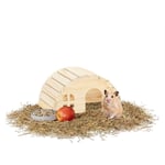 Relaxdays - Maison pour hamster (nain) et souris, en bois, accessoire de cage, h x l x p : env. 10 x 18,5 x 13 cm, nature