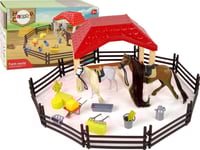 Leantoys Farm Stable Figurine Grooming Horse Figurines Tillbehör Lean Toys