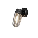 Konstsmide Outdoor Wall Light Mains Powered/Vega Down Traditional Porch Lantern/1 x 60 W E27 Max Lamp/Clear Glass/Aluminium/IP54/Outside Light Matt Black